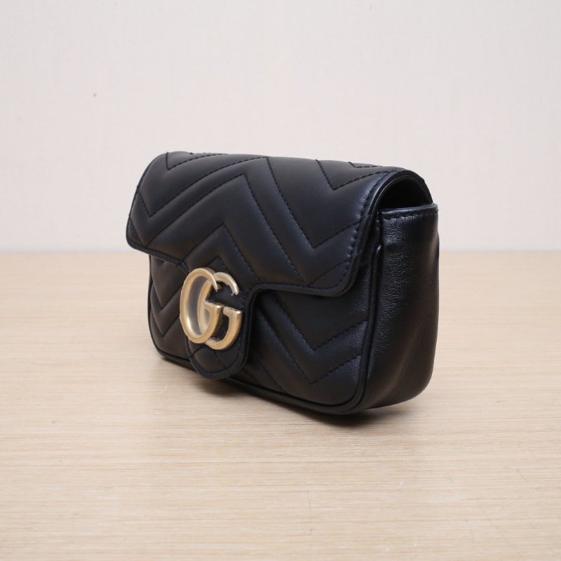 GUCCI GGMarmont肩背包超Mini16.5黑色牛皮金扣肩背包-4