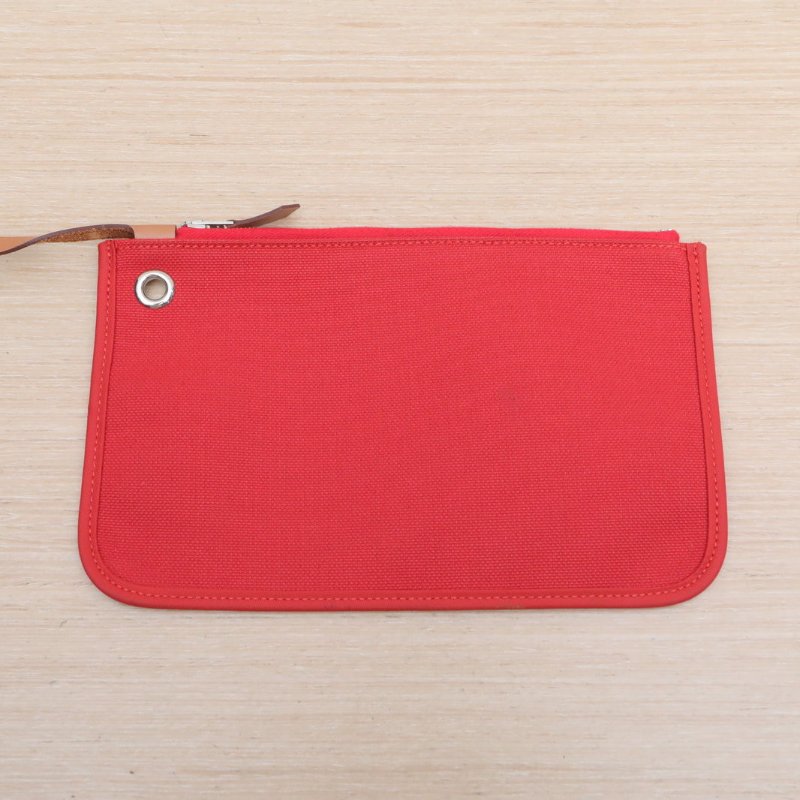 HERMES Herbag31S5番茄紅帆布A刻銀扣肩背包-3