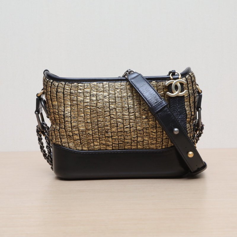 CHANEL GABRIELLE流浪小號20拼色牛皮27開金銀扣埃及系列肩背包-1