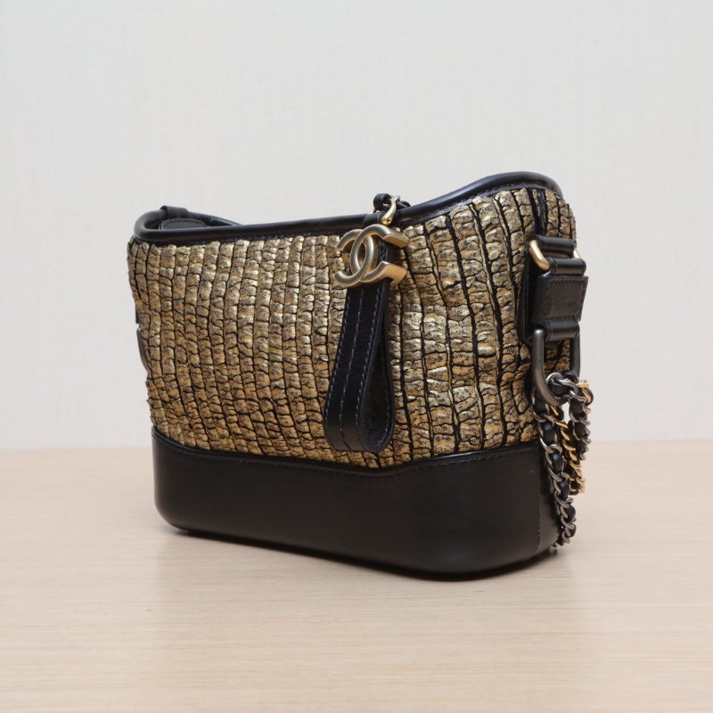 CHANEL GABRIELLE流浪小號20拼色牛皮27開金銀扣埃及系列肩背包-3