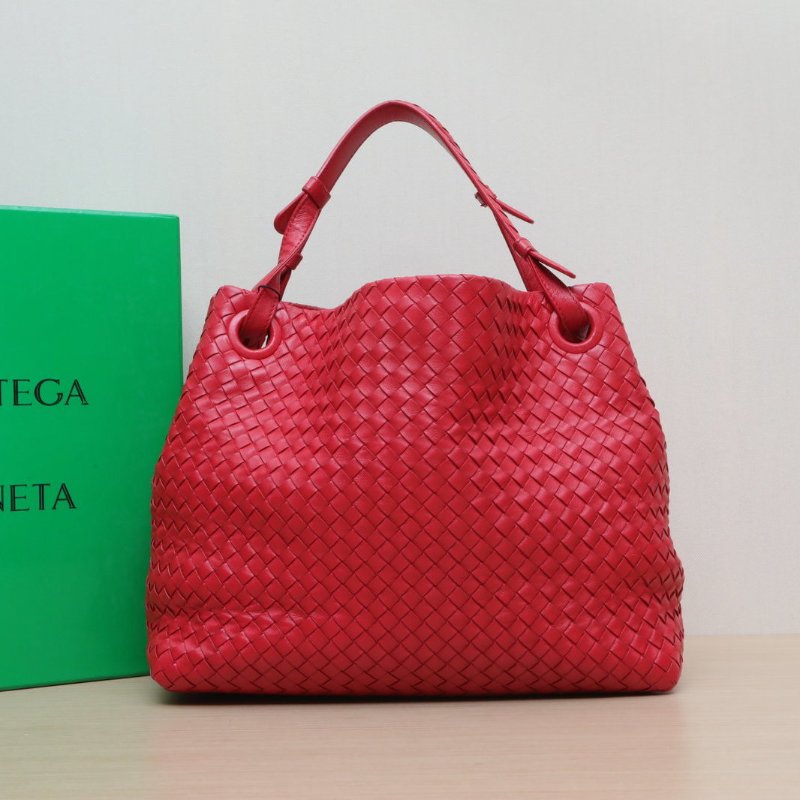 BOTTEGA VENETA 紅色羊皮BV經典編織手提包肩背包-0