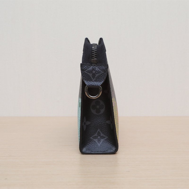 LOUIS VUITTON 灰色PVC銀扣晶片草間彌生聯名款Gaston三合一洗漱包肩背包-4