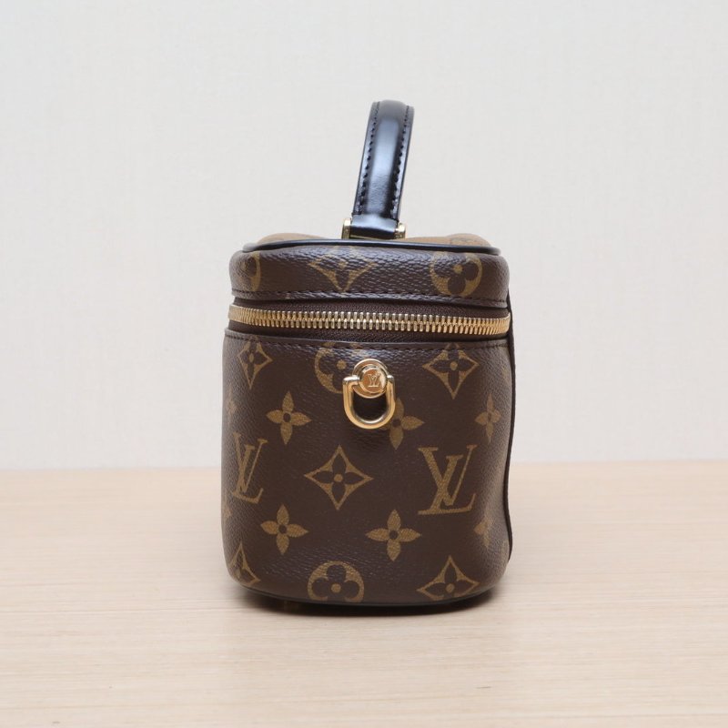 LOUIS VUITTON Vanity化妝包小號19老花PVC金扣晶片肩背包-4