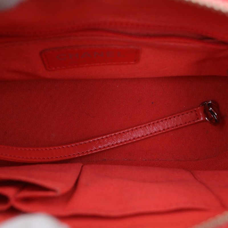 CHANEL GABRIELLE流浪小號20橘色牛皮27開金銀扣肩背包-2