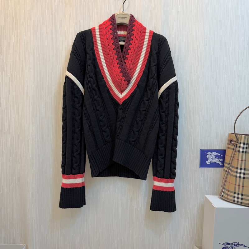BURBERRY英國PRORSUM黑色編織羊絨混紡毛衣M-0