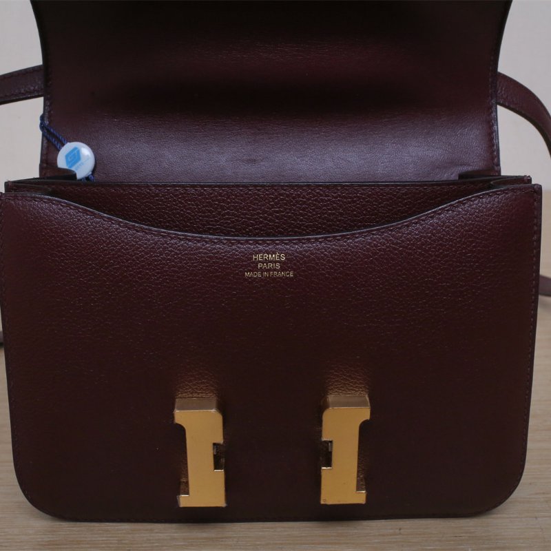 HERMES Constance康康1957波爾多紅EC皮D刻金扣肩背包-2