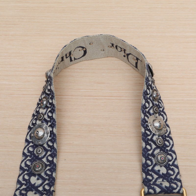 DIOR SADDLE馬鞍小號21配肩帶墨藍色帆布金扣2019Oblique印花肩背包-2