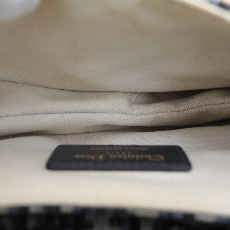 DIOR SADDLE馬鞍小號21配肩帶墨藍色帆布金扣2019Oblique印花肩背包-3