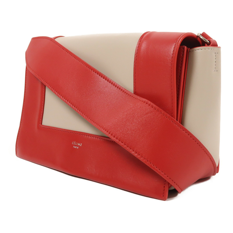 CELINE 牛皮皮革Frame銀扣肩背袋-2