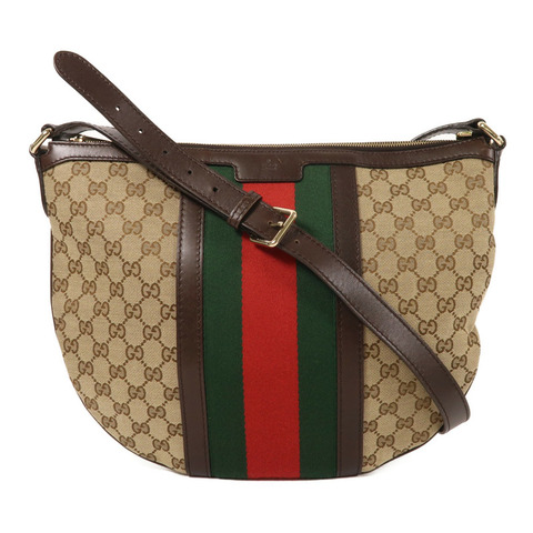 GUCCI 帆布Half Moon Hobo金扣肩背袋