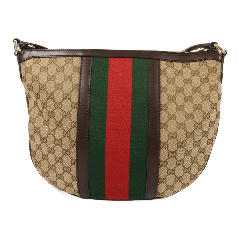 GUCCI 帆布Half Moon Hobo金扣肩背袋-1