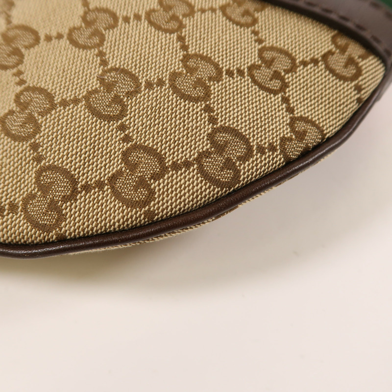 GUCCI 帆布Half Moon Hobo金扣肩背袋-10