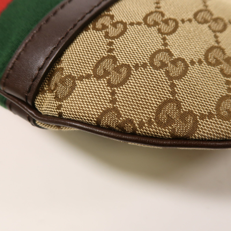 GUCCI 帆布Half Moon Hobo金扣肩背袋-11