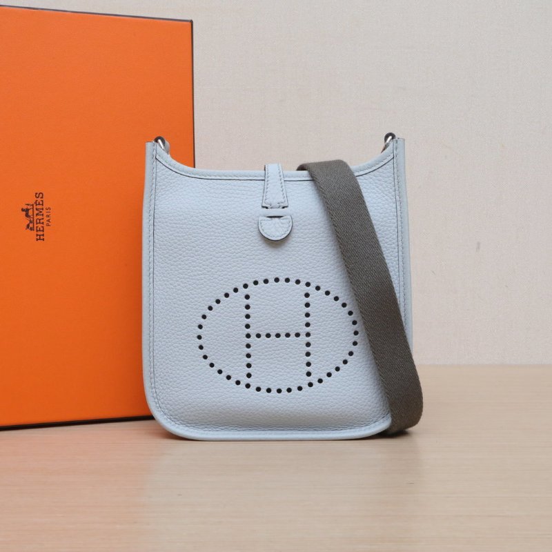 HERMES EvelyneMINI1608聖杯藍TC皮W刻銀扣肩背包-0
