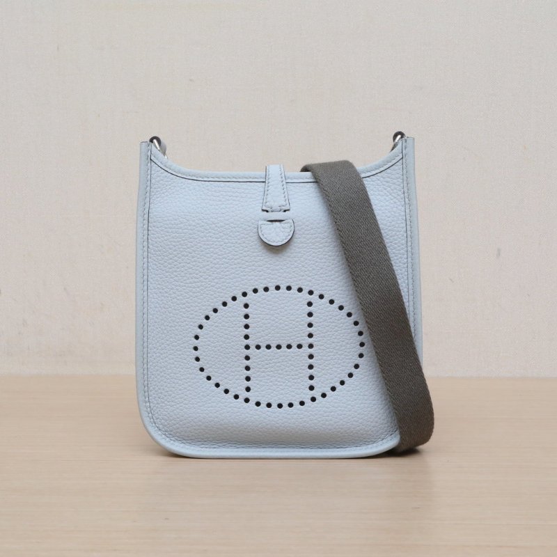 HERMES EvelyneMINI1608聖杯藍TC皮W刻銀扣肩背包-1