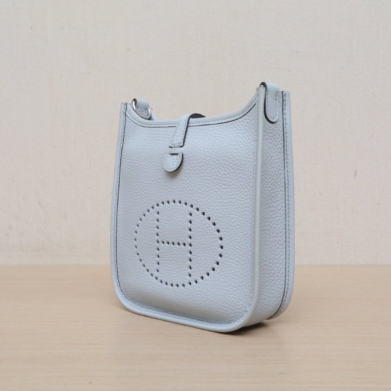 HERMES EvelyneMINI1608聖杯藍TC皮W刻銀扣肩背包-3