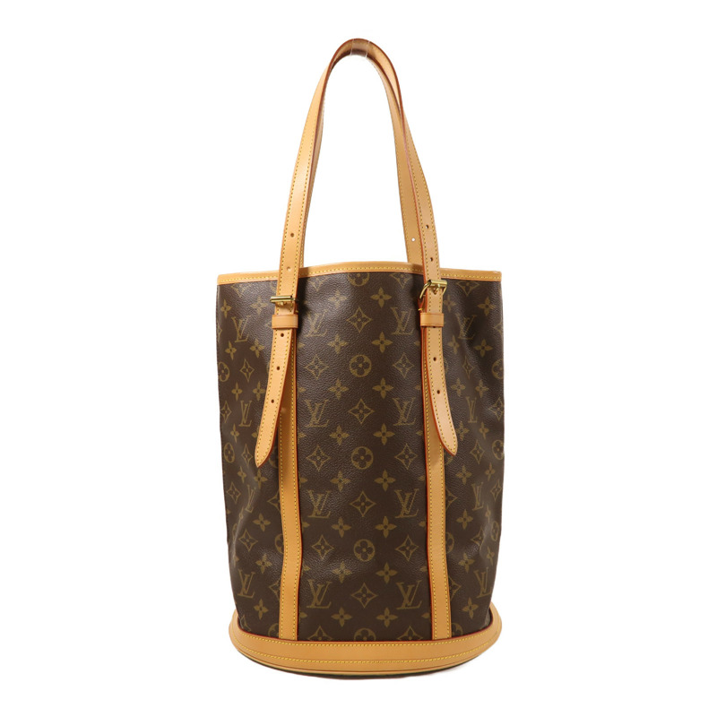 LOUIS VUITTON Monogram Bucket GM金扣手挽袋棕色-1