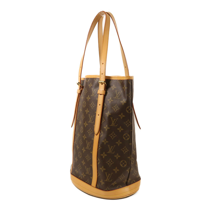 LOUIS VUITTON Monogram Bucket GM金扣手挽袋棕色-2