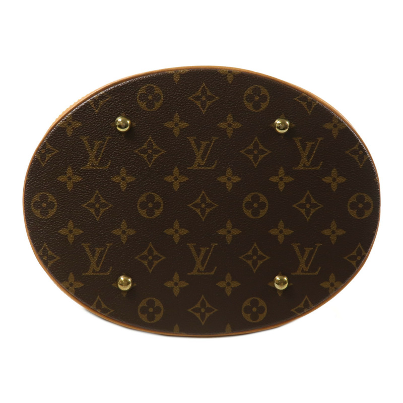 LOUIS VUITTON Monogram Bucket GM金扣手挽袋棕色-3