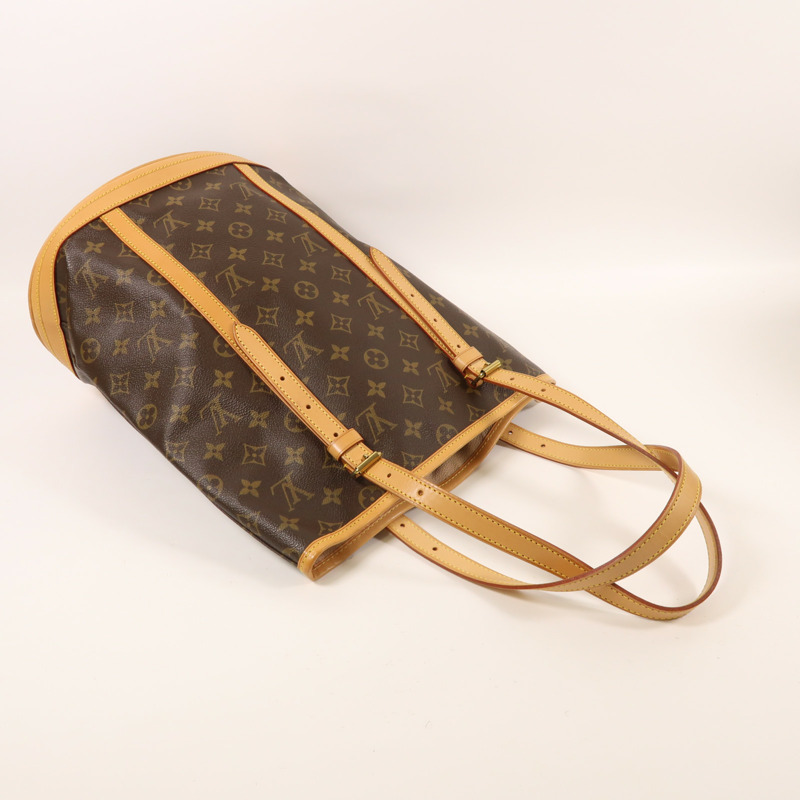LOUIS VUITTON Monogram Bucket GM金扣手挽袋棕色-7