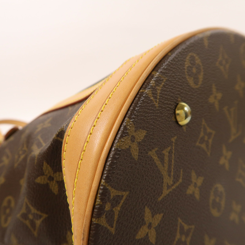 LOUIS VUITTON Monogram Bucket GM金扣手挽袋棕色-10