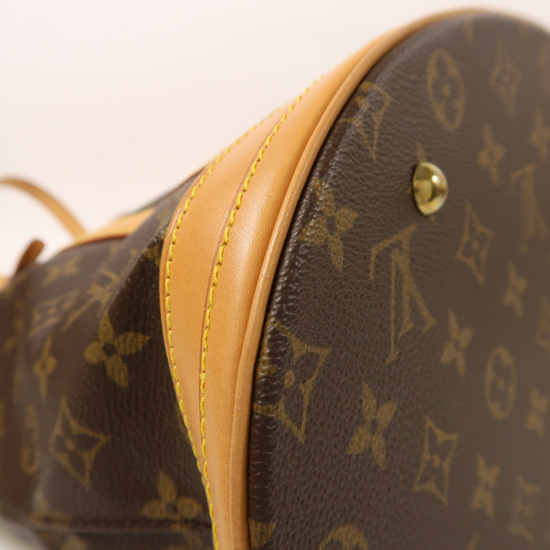 LOUIS VUITTON Monogram Bucket GM金扣手挽袋棕色-12