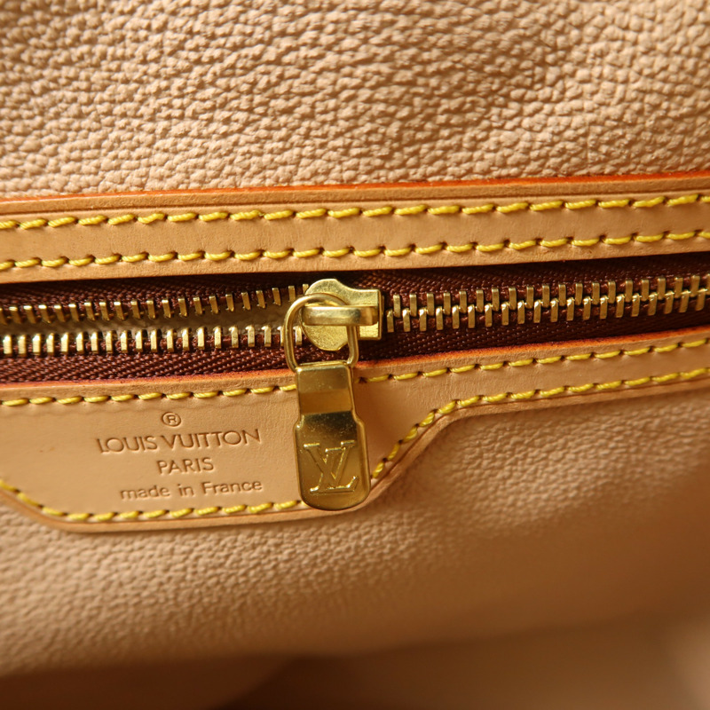 LOUIS VUITTON Monogram Bucket GM金扣手挽袋棕色-14