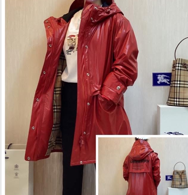 BURBERRY英國紅色連帽風衣UK8-1