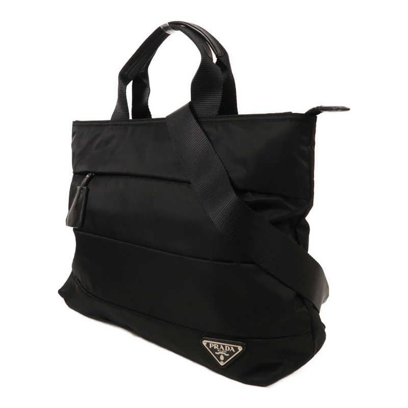 PRADA 尼龍2 Way Shoulder銀扣手挽肩背兩用袋-2