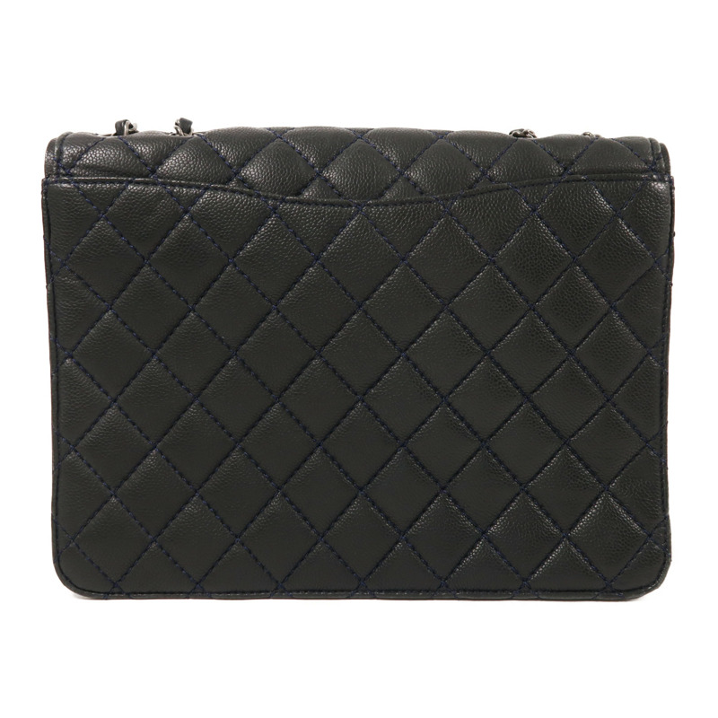 CHANEL 牛皮皮革Chain Shoulder銀扣鏈帶肩背袋-1