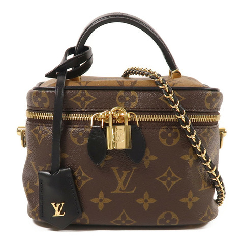 LOUIS VUITTON Monogram Reverse Vanity PM金扣手挽肩背兩用袋棕色