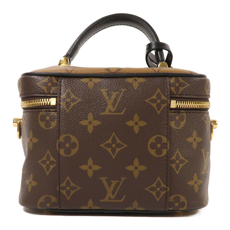 LOUIS VUITTON Monogram Reverse Vanity PM金扣手挽肩背兩用袋棕色-1