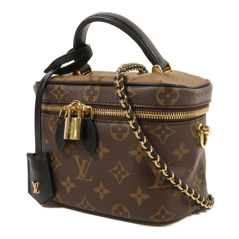LOUIS VUITTON Monogram Reverse Vanity PM金扣手挽肩背兩用袋棕色-2