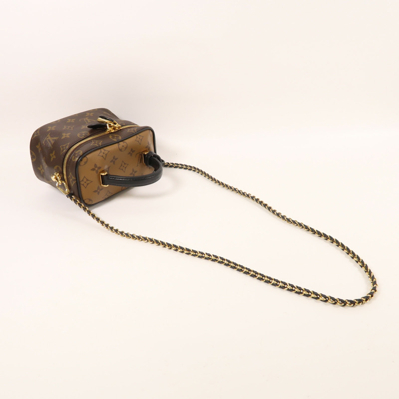 LOUIS VUITTON Monogram Reverse Vanity PM金扣手挽肩背兩用袋棕色-7
