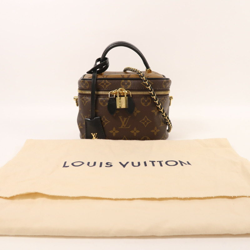 LOUIS VUITTON Monogram Reverse Vanity PM金扣手挽肩背兩用袋棕色-8