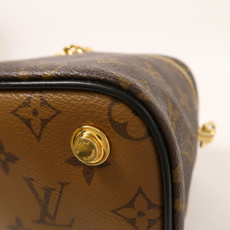 LOUIS VUITTON Monogram Reverse Vanity PM金扣手挽肩背兩用袋棕色-9