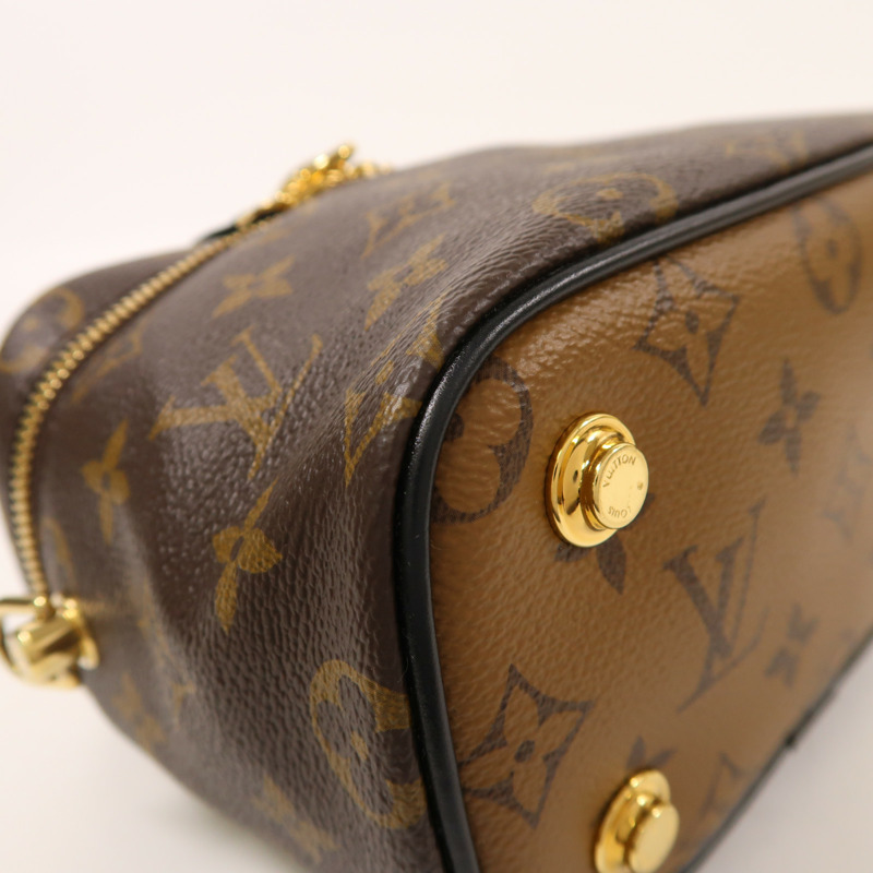 LOUIS VUITTON Monogram Reverse Vanity PM金扣手挽肩背兩用袋棕色-10