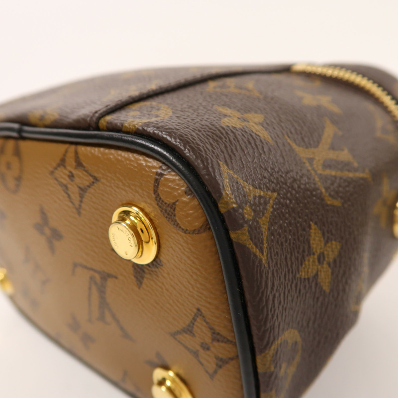 LOUIS VUITTON Monogram Reverse Vanity PM金扣手挽肩背兩用袋棕色-11