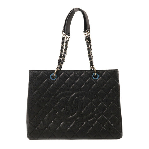 CHANEL 牛皮皮革GST Grand Shopping Tote Bag銀扣鏈帶肩背袋