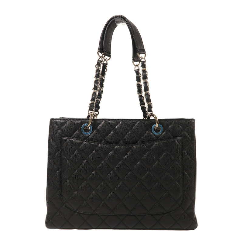 CHANEL 牛皮皮革GST Grand Shopping Tote Bag銀扣鏈帶肩背袋-1