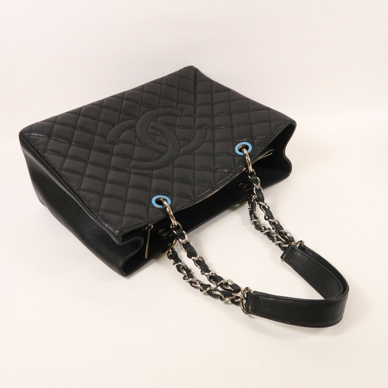 CHANEL 牛皮皮革GST Grand Shopping Tote Bag銀扣鏈帶肩背袋-8