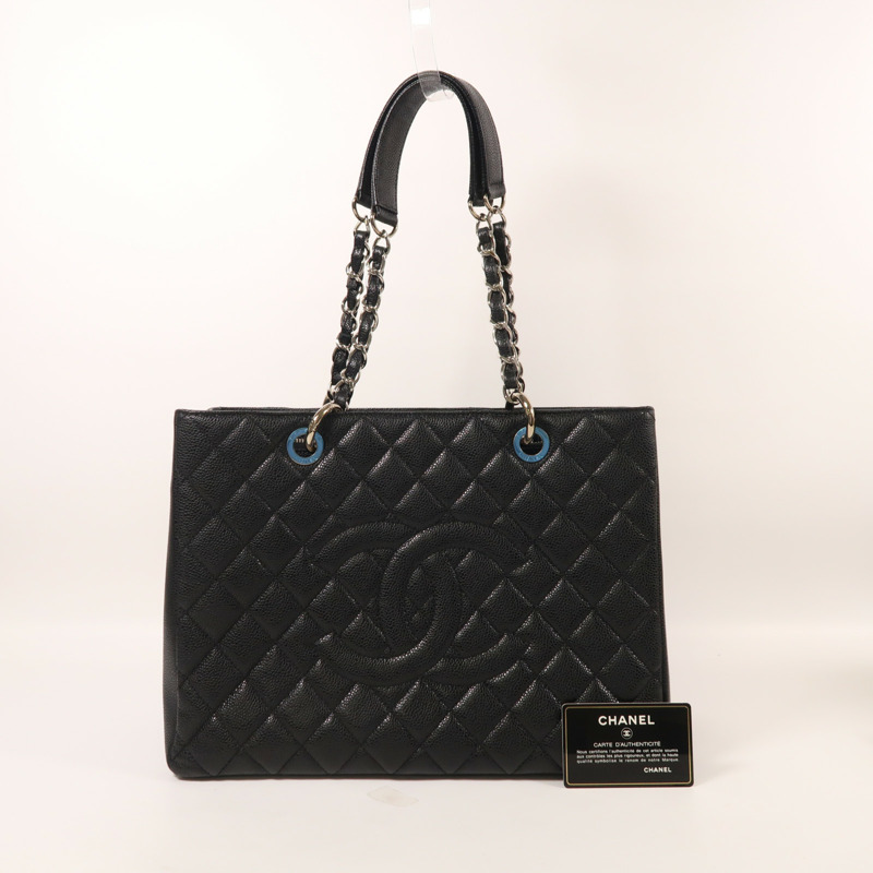 CHANEL 牛皮皮革GST Grand Shopping Tote Bag銀扣鏈帶肩背袋-9
