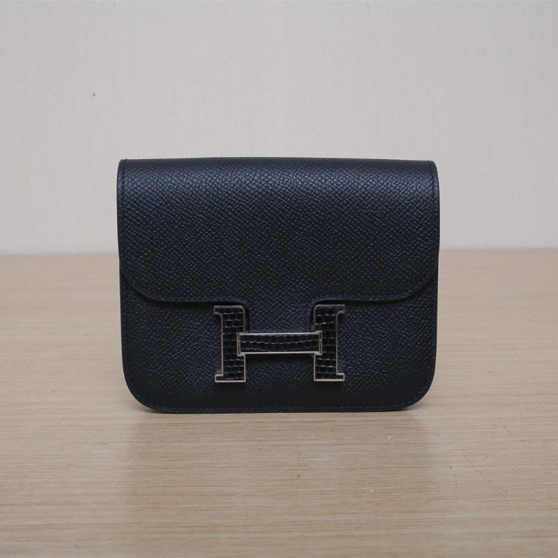 HERMES Constance康康Slim黑色89黑色Epsom皮W刻蜥蜴皮扣89肩背包-1