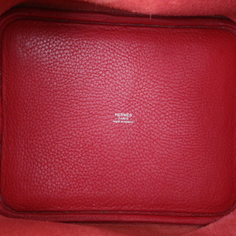 HERMES Picotin22菜籃子Q5國旗紅TC皮A刻銀扣肩背包-2