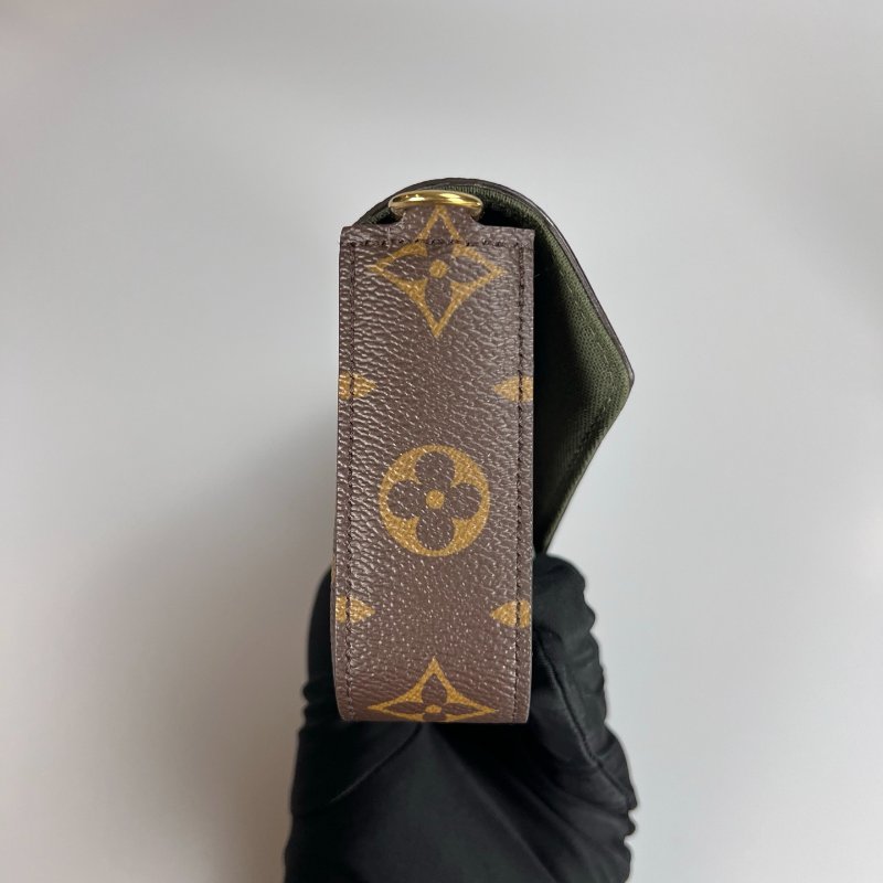 LV M80091/晶片款 老花二合一包綠背帶-2