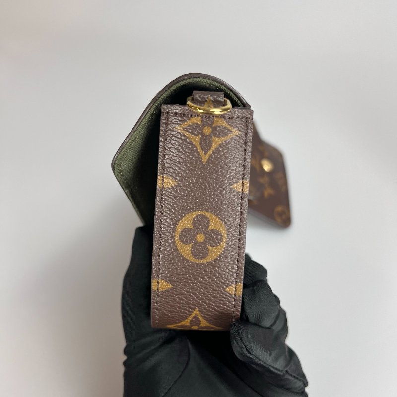 LV M80091/晶片款 老花二合一包綠背帶-3