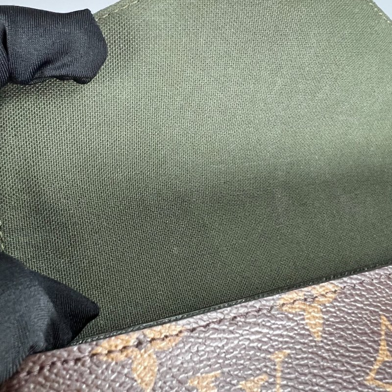 LV M80091/晶片款 老花二合一包綠背帶-8