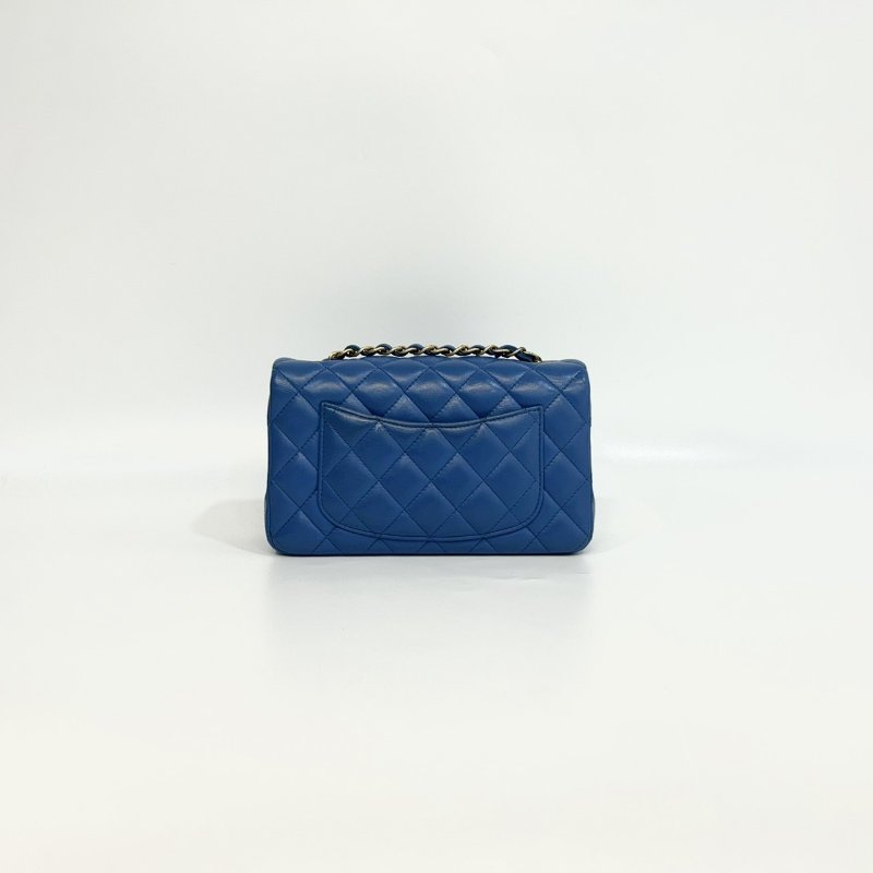 CHANEL藍色羊皮金釦COCO20口蓋包A69900-1