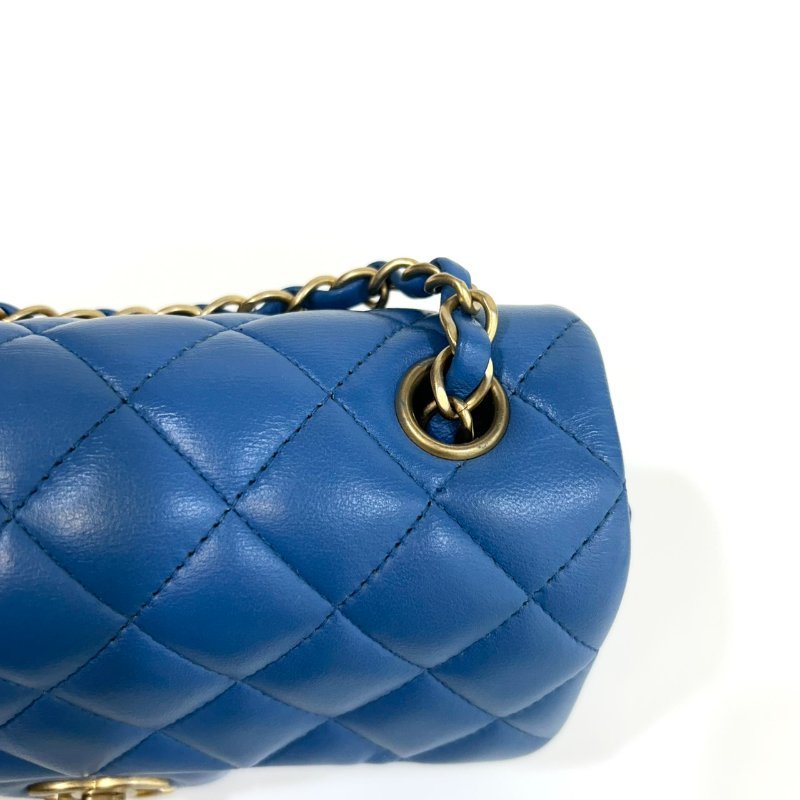 CHANEL藍色羊皮金釦COCO20口蓋包A69900-6