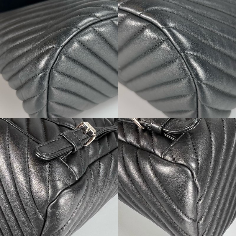 CHANEL 25開 黑銀CF山型紋牛皮後背包-12